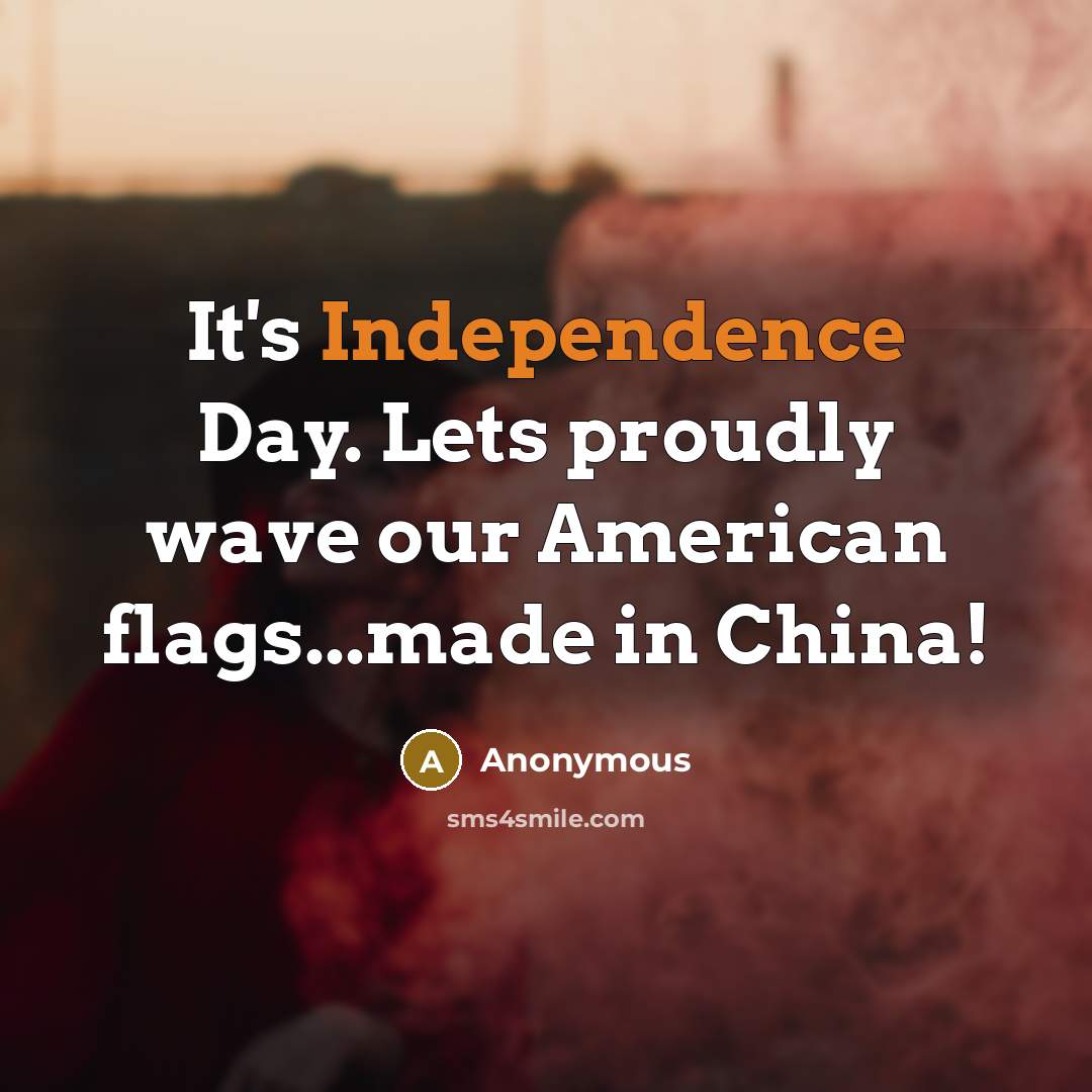 “It's Independence Day. Lets proudly wave our American flags...made in China!” quote by Anonymous