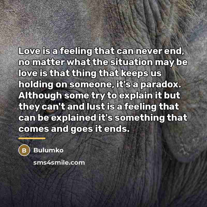 “Love is a feeling that can never end, no matter…” quote by Bulumko
