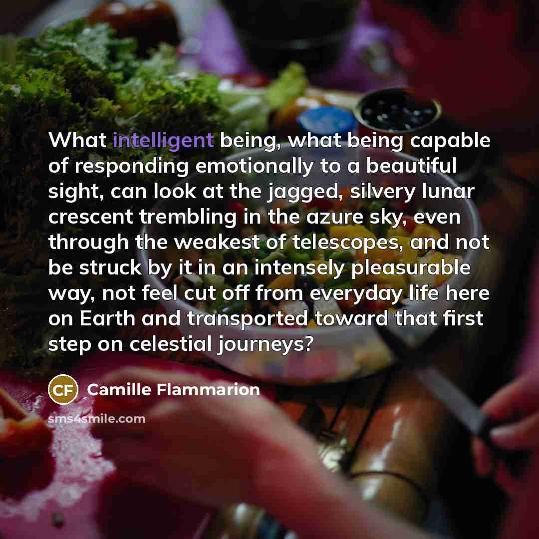 “What intelligent being, what being capable of responding emotionally to…” quote by Camille Flammarion