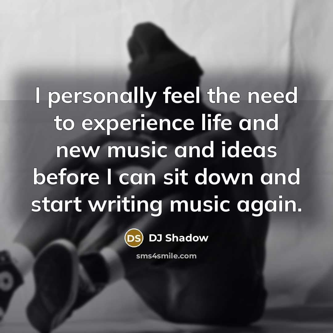 “I personally feel the need to experience life and new…” quote by DJ Shadow
