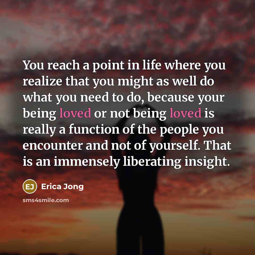 “You reach a point in life where you realize that…” quote by Erica Jong
