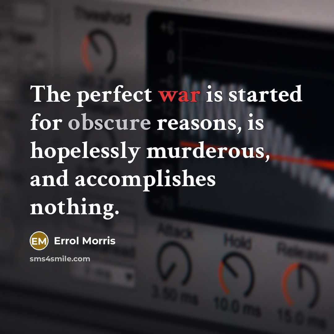“The perfect war is started for obscure reasons, is hopelessly…” quote by Errol Morris