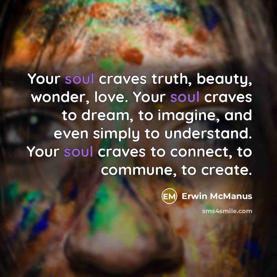 “Your soul craves truth, beauty, wonder, love. Your soul craves…” quote by Erwin McManus