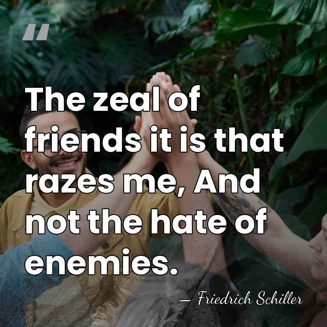 The zeal of friends it is that razes me, And not the&hellip; - Friedrich Schiller