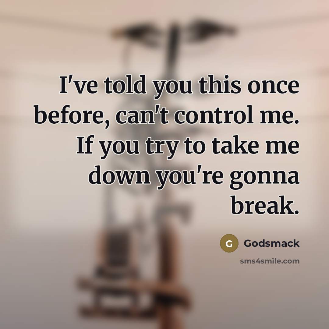 “I've told you this once before, can't control me. If…” quote by Godsmack