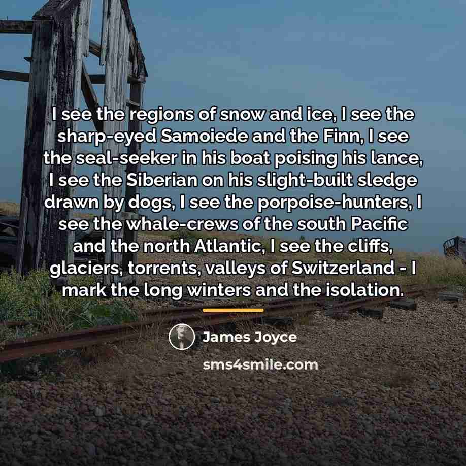 “I see the regions of snow and ice, I see…” quote by James Joyce