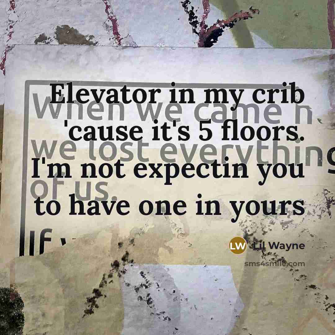“Elevator in my crib 'cause it's 5 floors. I'm not…” quote by Lil Wayne