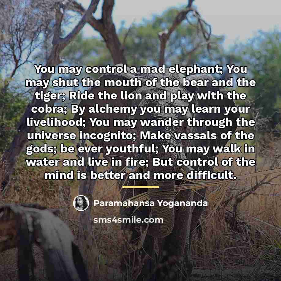 “You may control a mad elephant; You may shut the…” quote by Paramahansa Yogananda