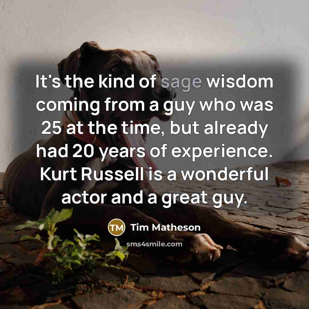 “It's the kind of sage wisdom coming from a guy…” quote by Tim Matheson