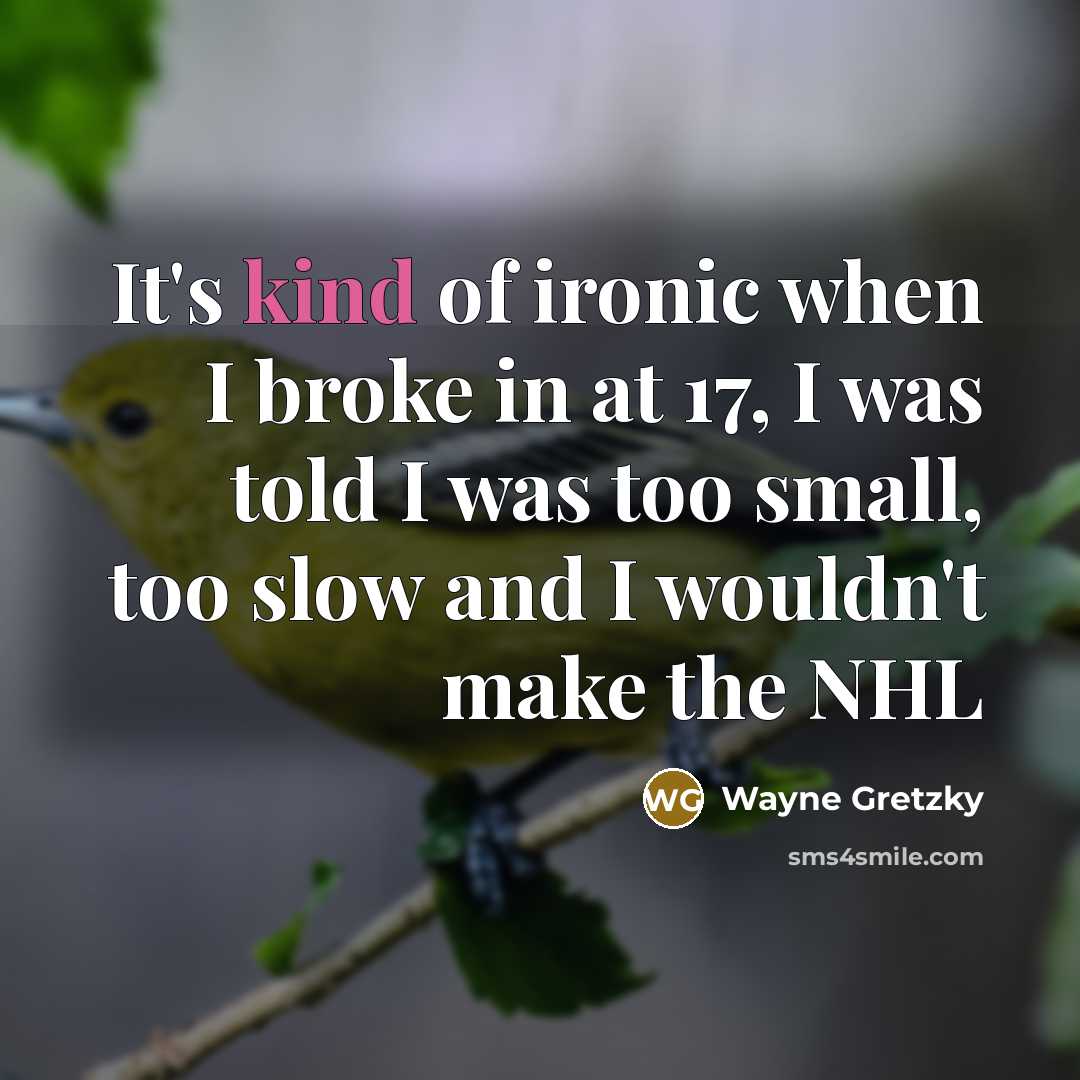 “It's kind of ironic when I broke in at 17,…” quote by Wayne Gretzky