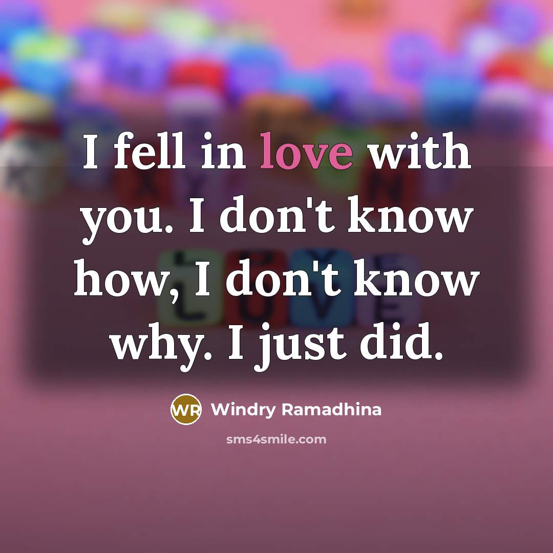“I fell in love with you. I don't know how,…” quote by Windry Ramadhina