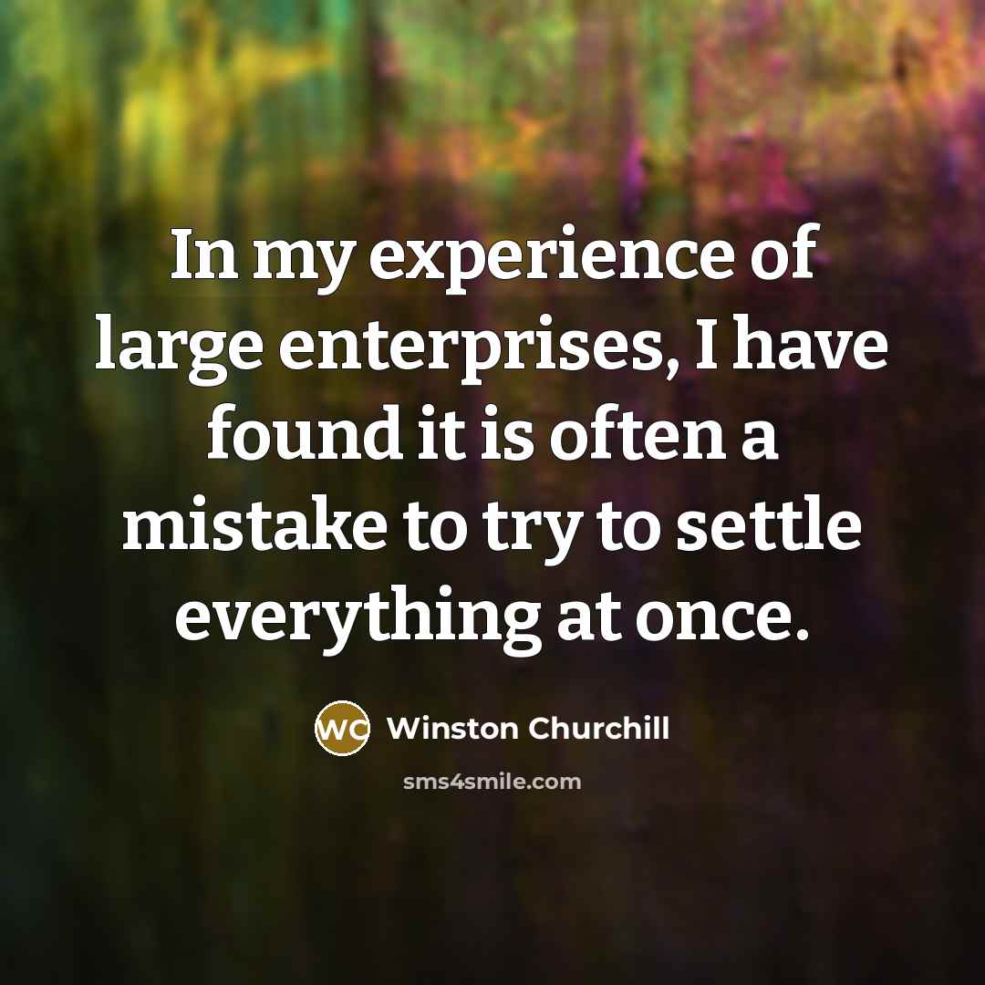 “In my experience of large enterprises, I have found it…” quote by Winston Churchill