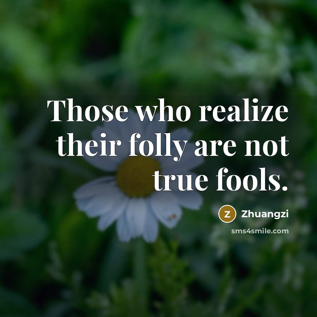 “Those who realize their folly are not true fools.…” quote by Zhuangzi