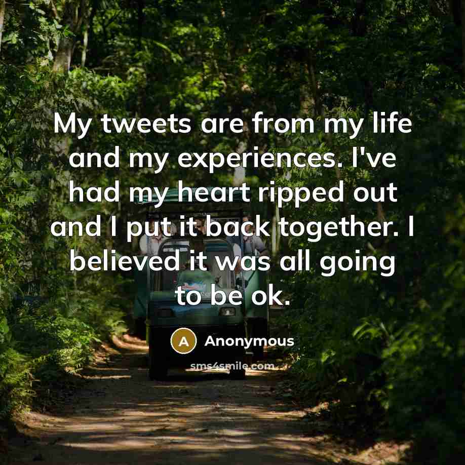 “My tweets are from my life and my experiences. I've…” quote by Anonymous
