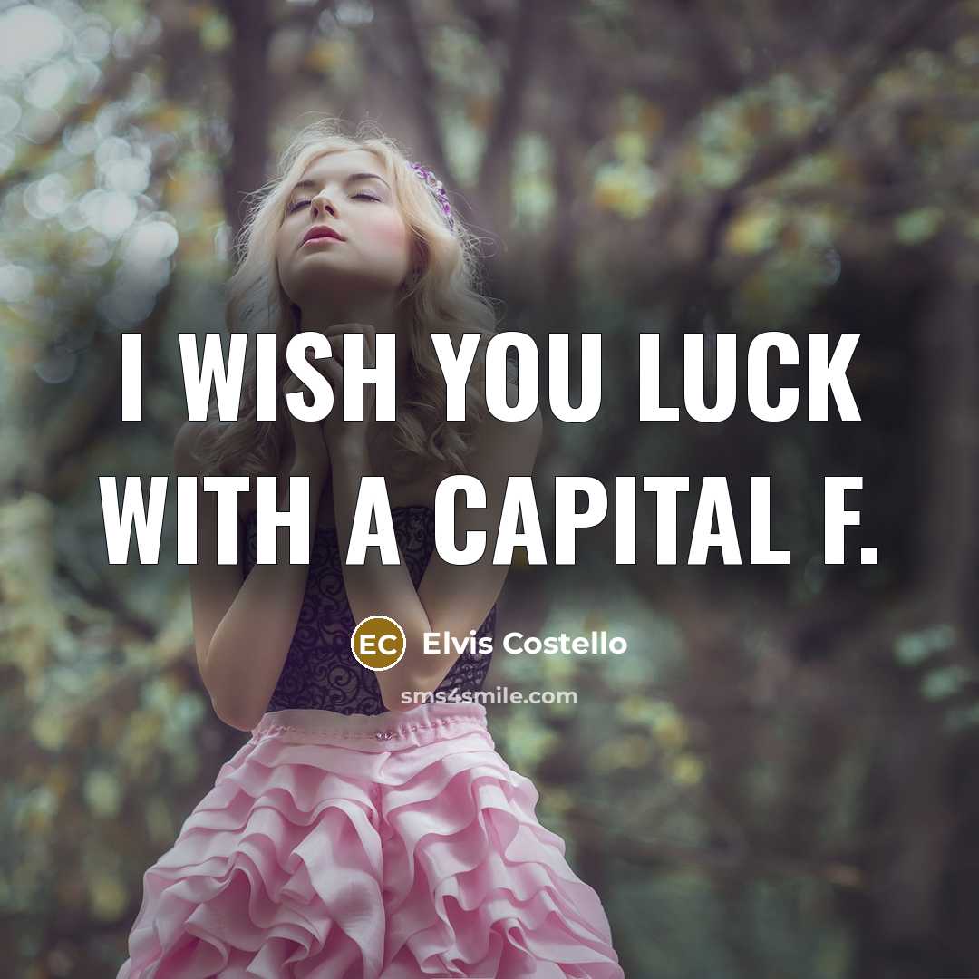 “I wish you luck with a capital F.” quote by Elvis Costello