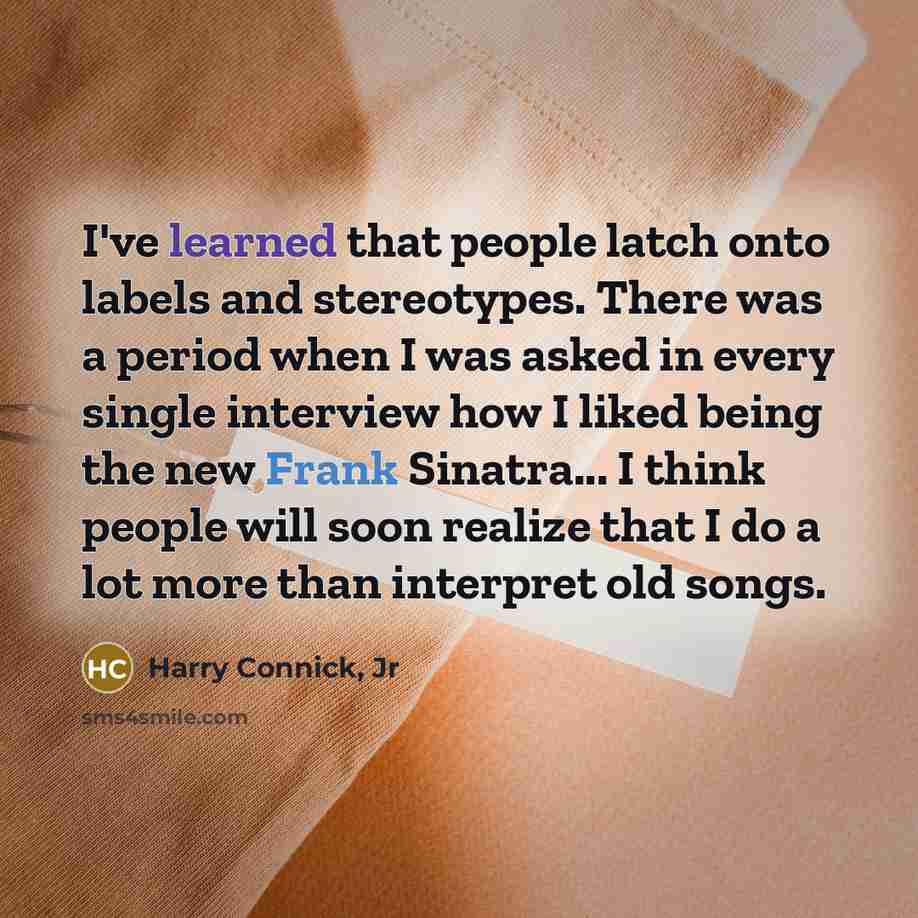 “I've learned that people latch onto labels and stereotypes. There…” quote by Harry Connick, Jr