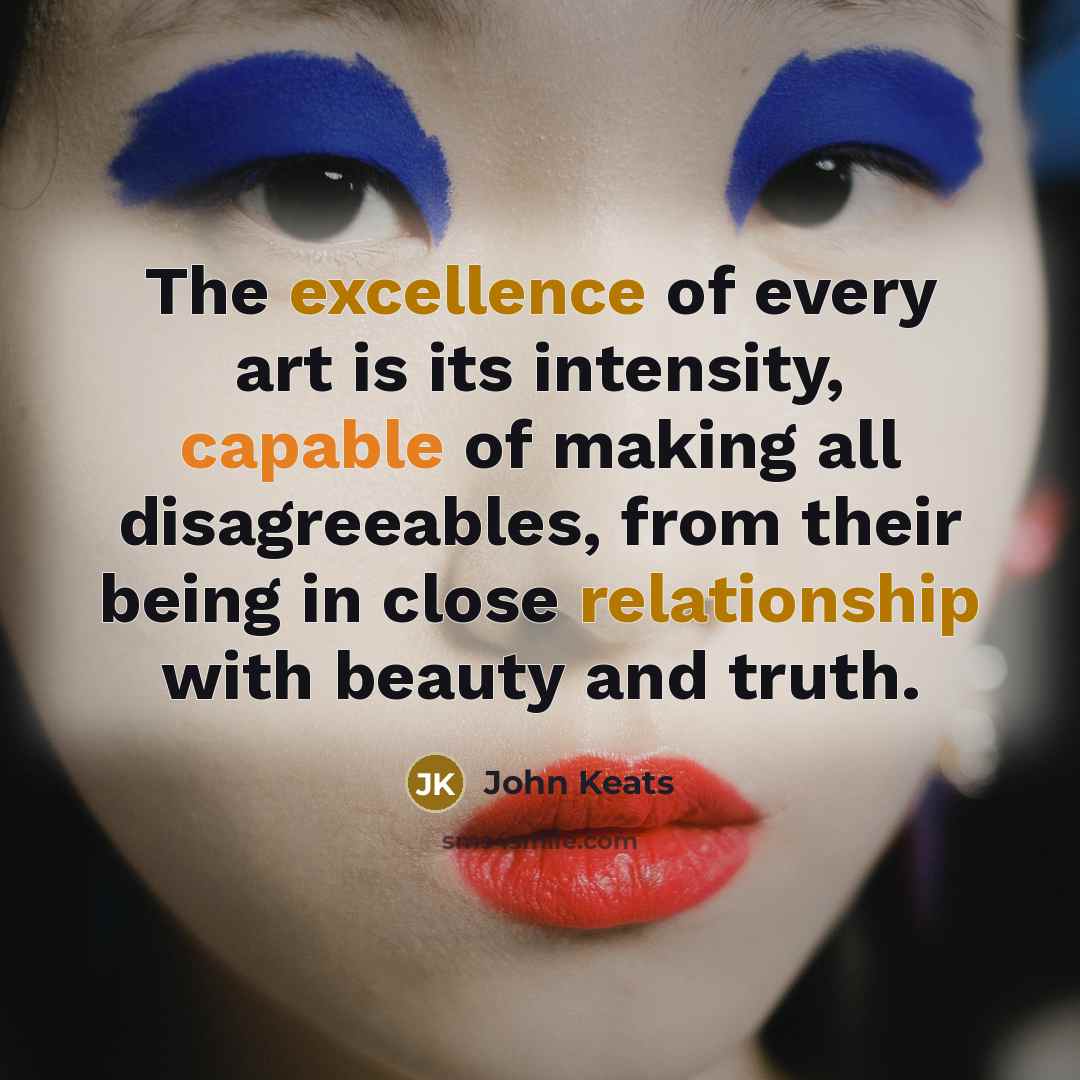 “The excellence of every art is its intensity, capable of…” quote by John Keats