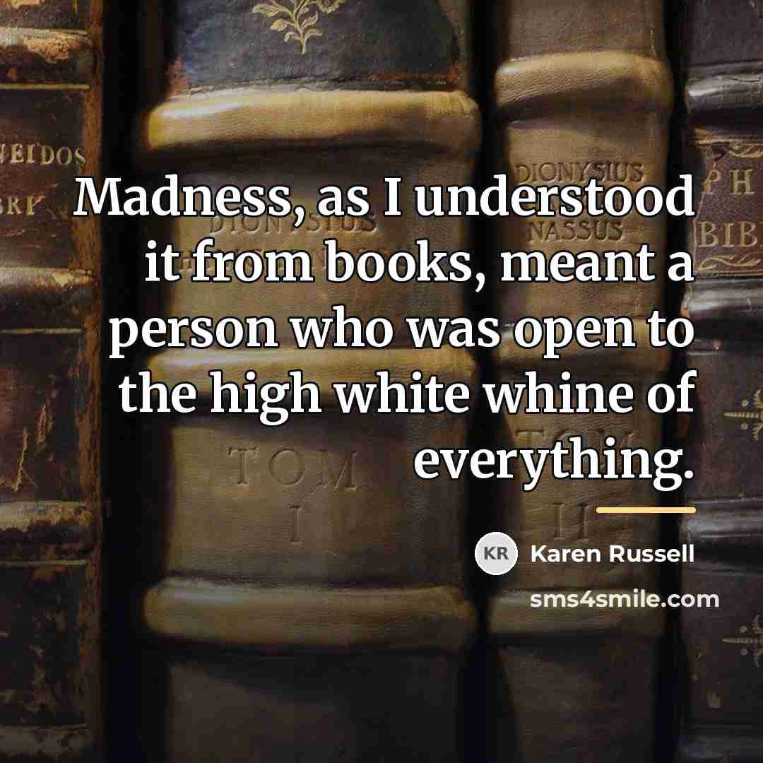 “Madness, as I understood it from books, meant a person…” quote by Karen Russell