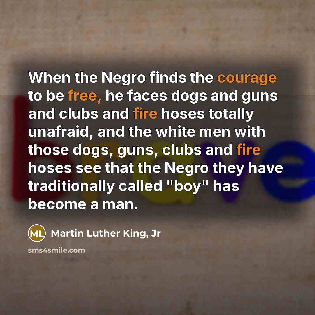 “When the Negro finds the courage to be free, he…” quote by Martin Luther King, Jr