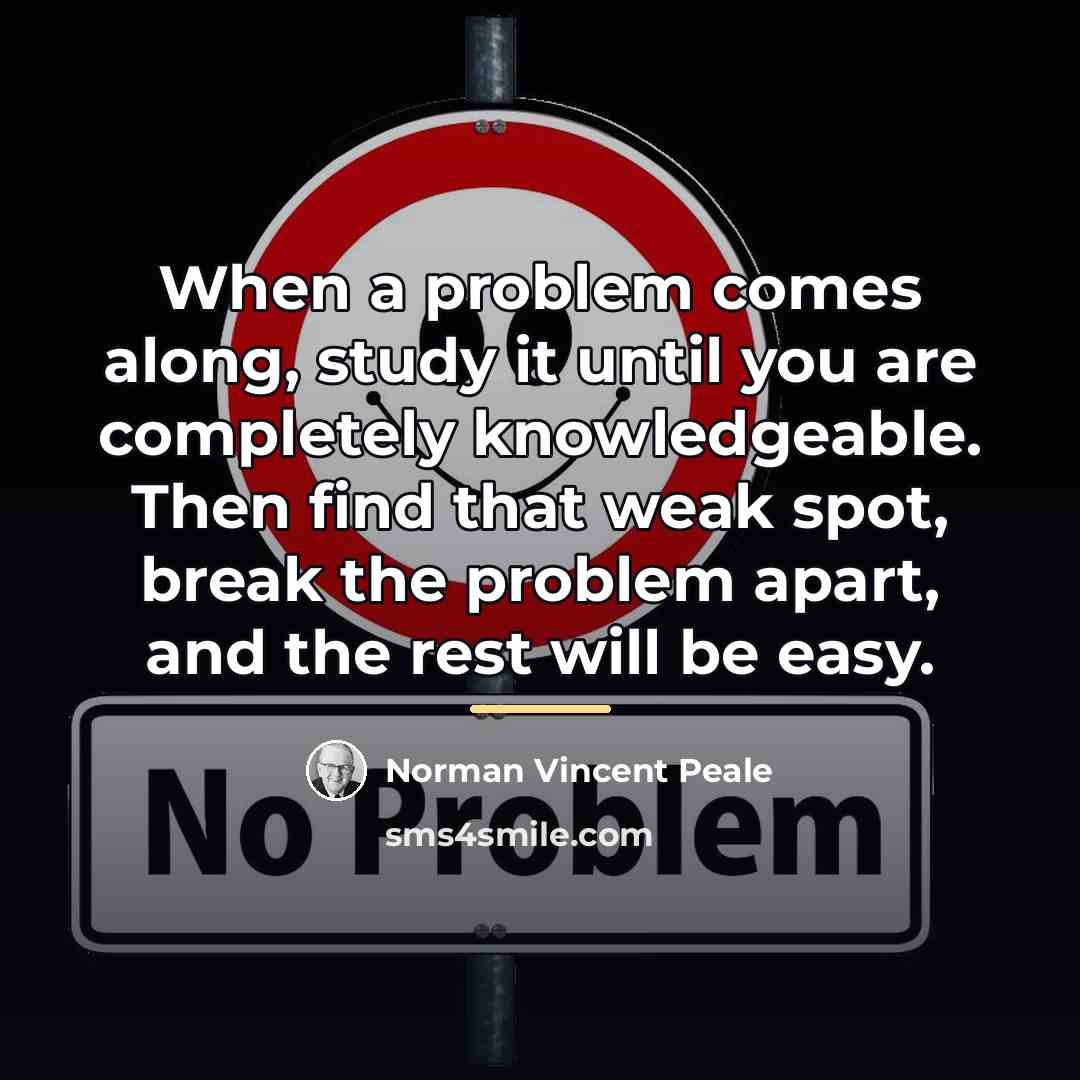 “When a problem comes along, study it until you are…” quote by Norman Vincent Peale