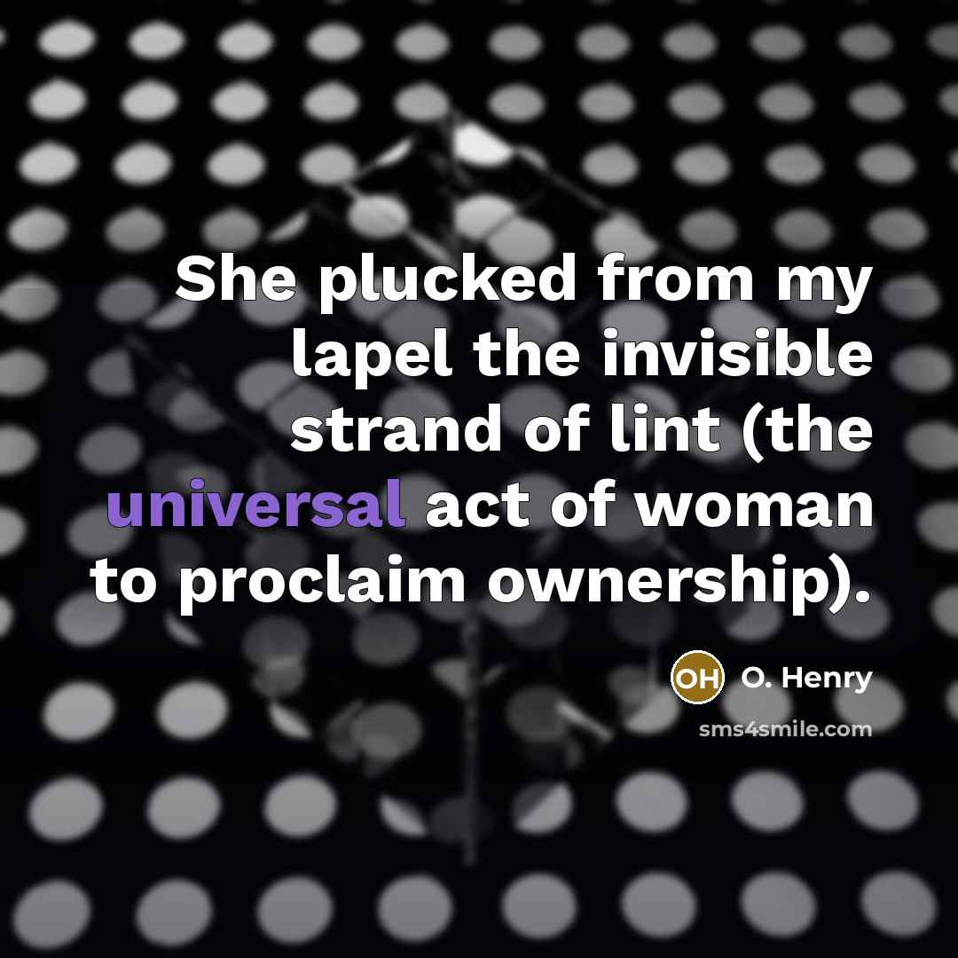 “She plucked from my lapel the invisible strand of lint…” quote by O. Henry