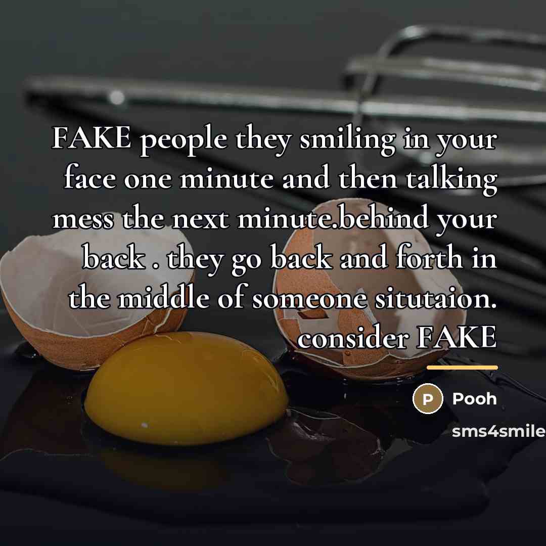 “FAKE people they smiling in your face one minute and…” quote by Pooh
