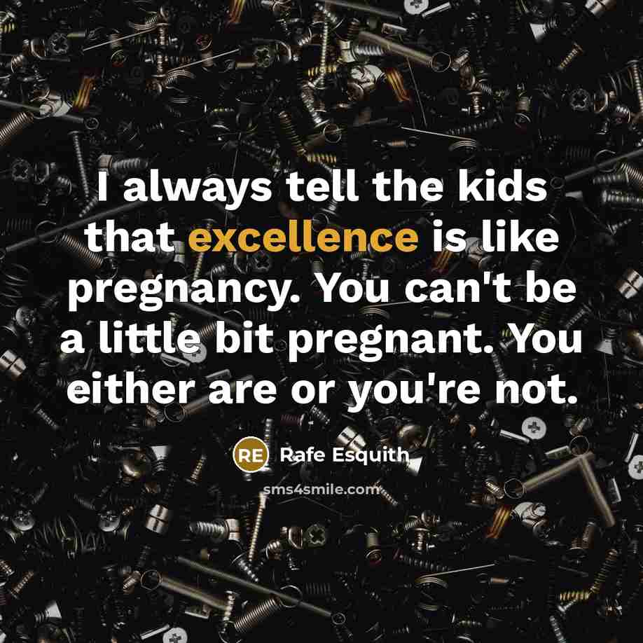 “I always tell the kids that excellence is like pregnancy.…” quote by Rafe Esquith