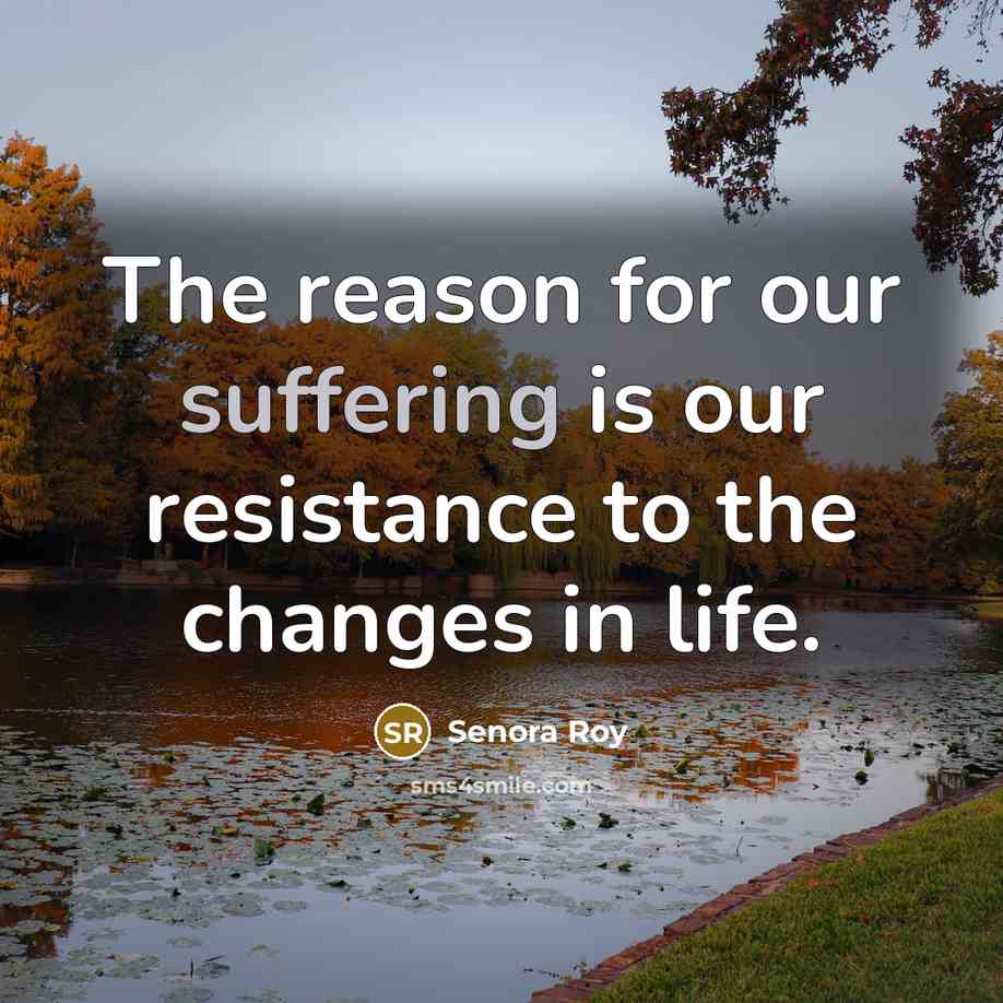 “The reason for our suffering is our resistance to the…” quote by Senora Roy