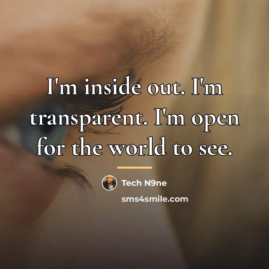 “I'm inside out. I'm transparent. I'm open for the world…” quote by Tech N9ne