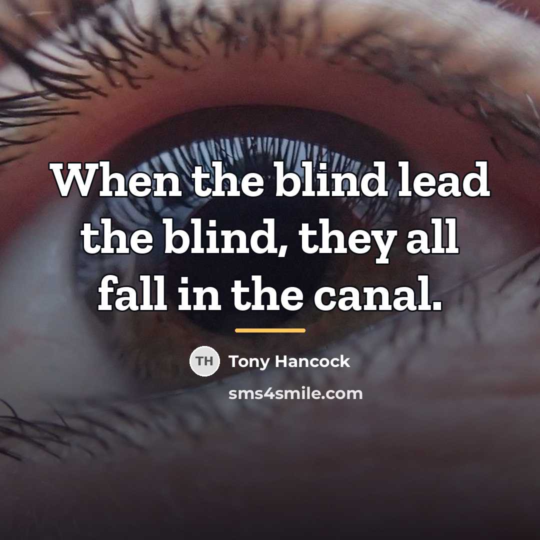 “When the blind lead the blind, they all fall in…” quote by Tony Hancock
