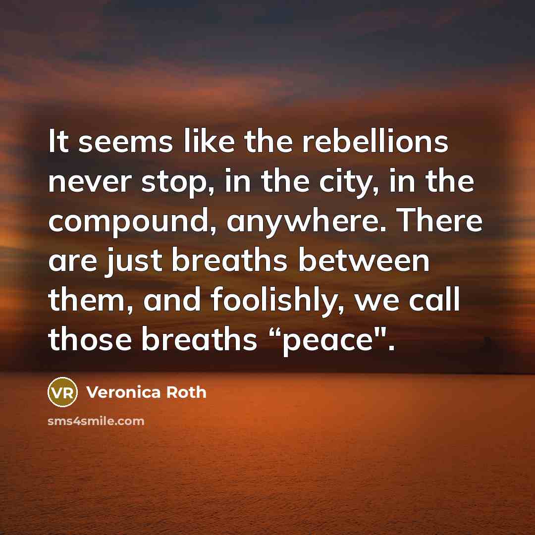 “It seems like the rebellions never stop, in the city,…” quote by Veronica Roth