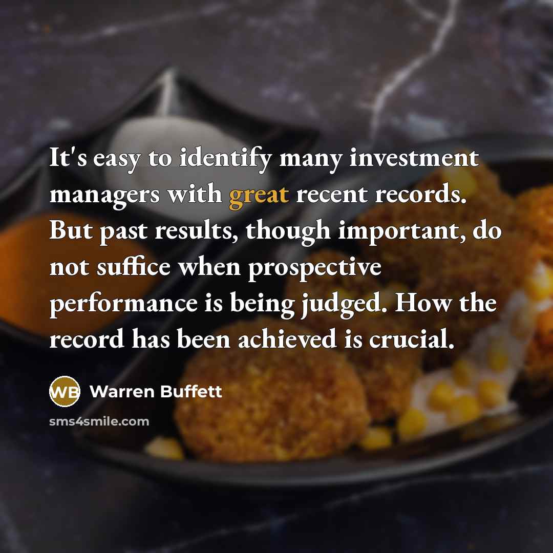 “It's easy to identify many investment managers with great recent…” quote by Warren Buffett