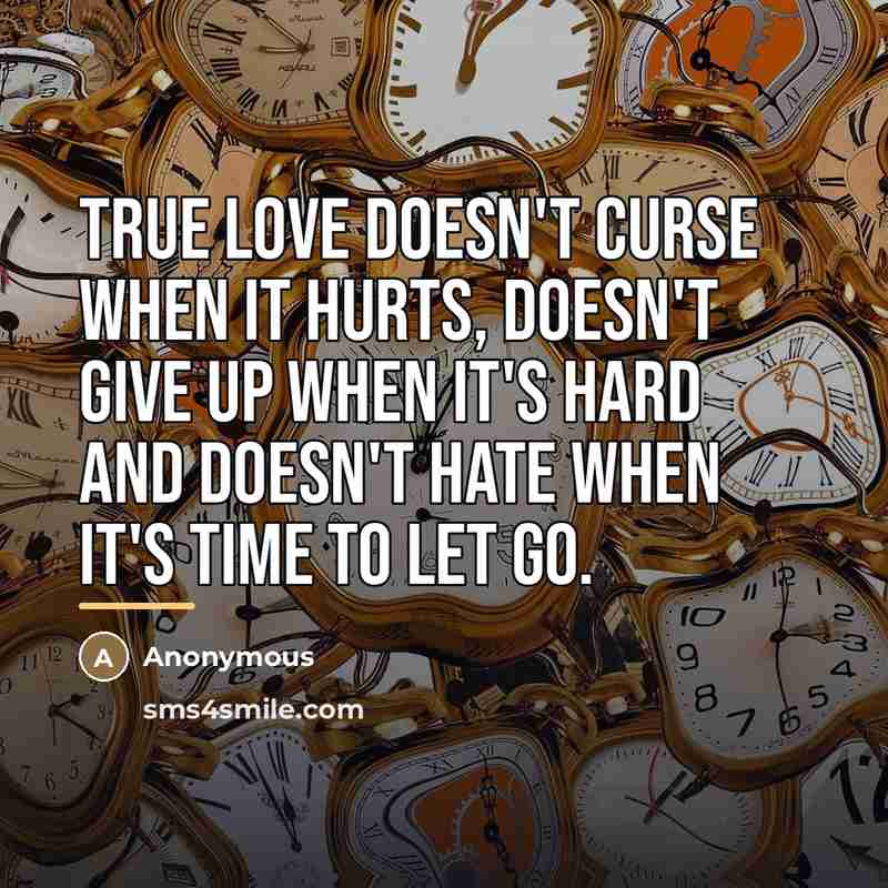 “True love doesn't curse when it hurts, doesn't give up…” quote by Anonymous