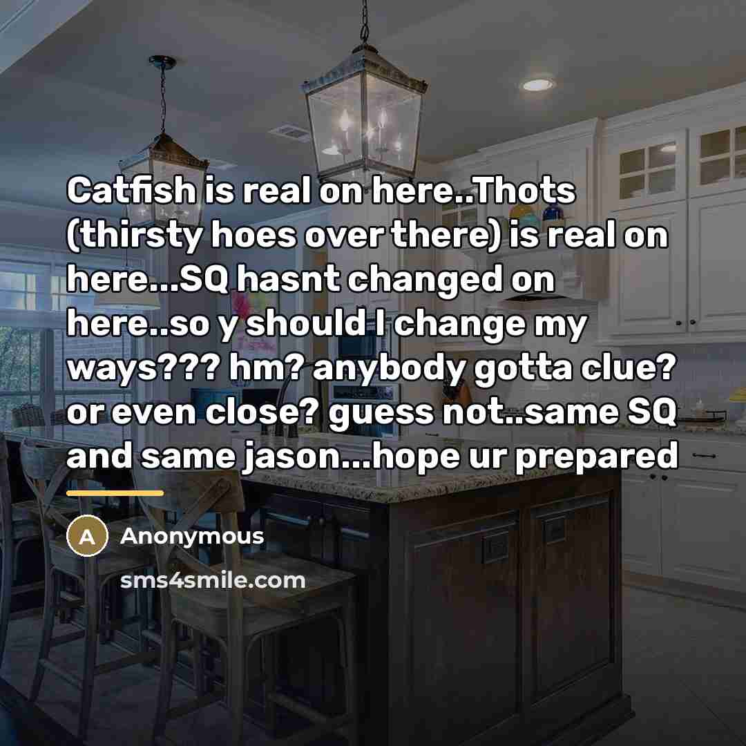 “Catfish is real on here..Thots (thirsty hoes over there) is…” quote by Anonymous