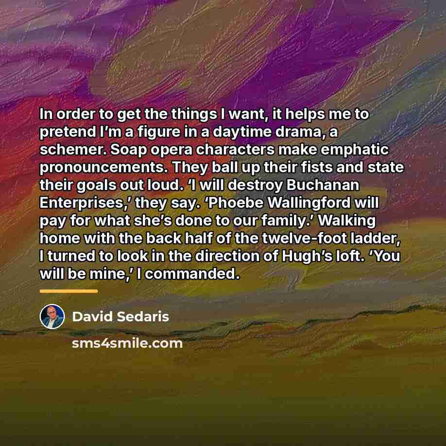 “In order to get the things I want, it helps…” quote by David Sedaris