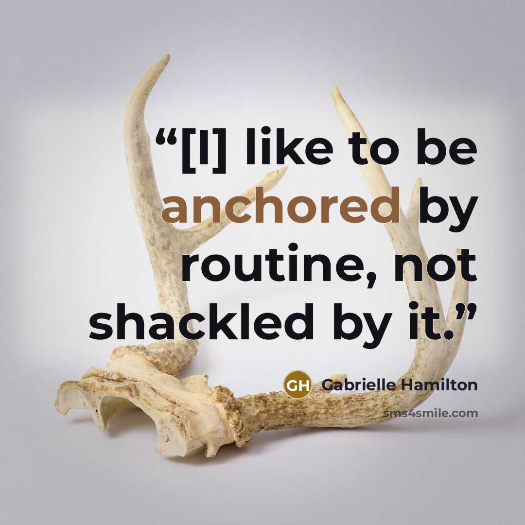 “[I] like to be anchored by routine, not shackled by it.” quote by Gabrielle Hamilton