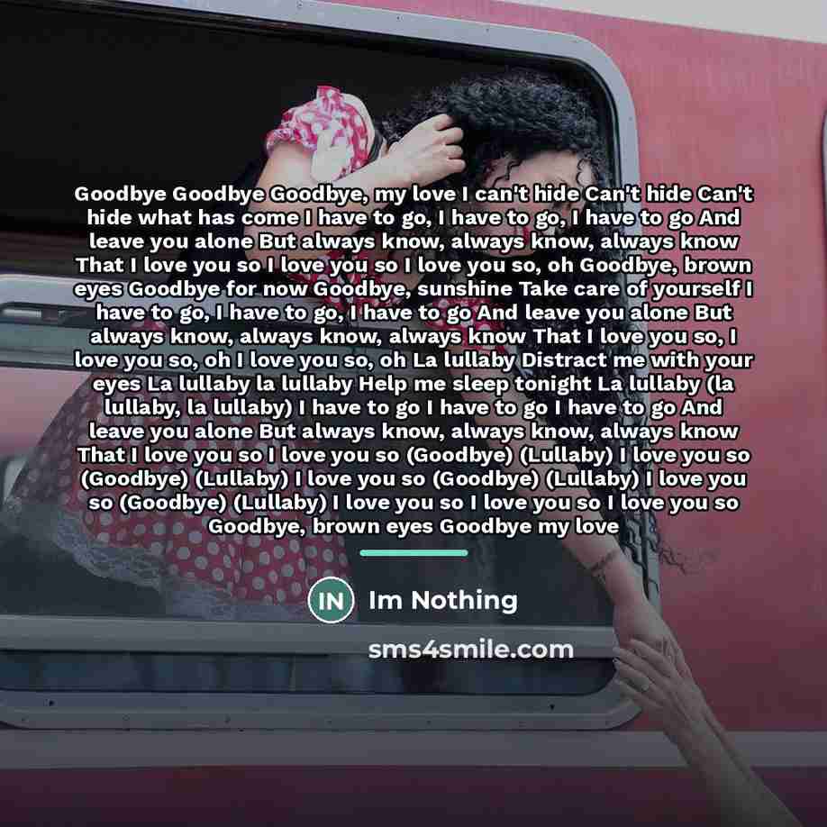 “Goodbye Goodbye Goodbye, my love I can't hide Can't hide…” quote by Im Nothing