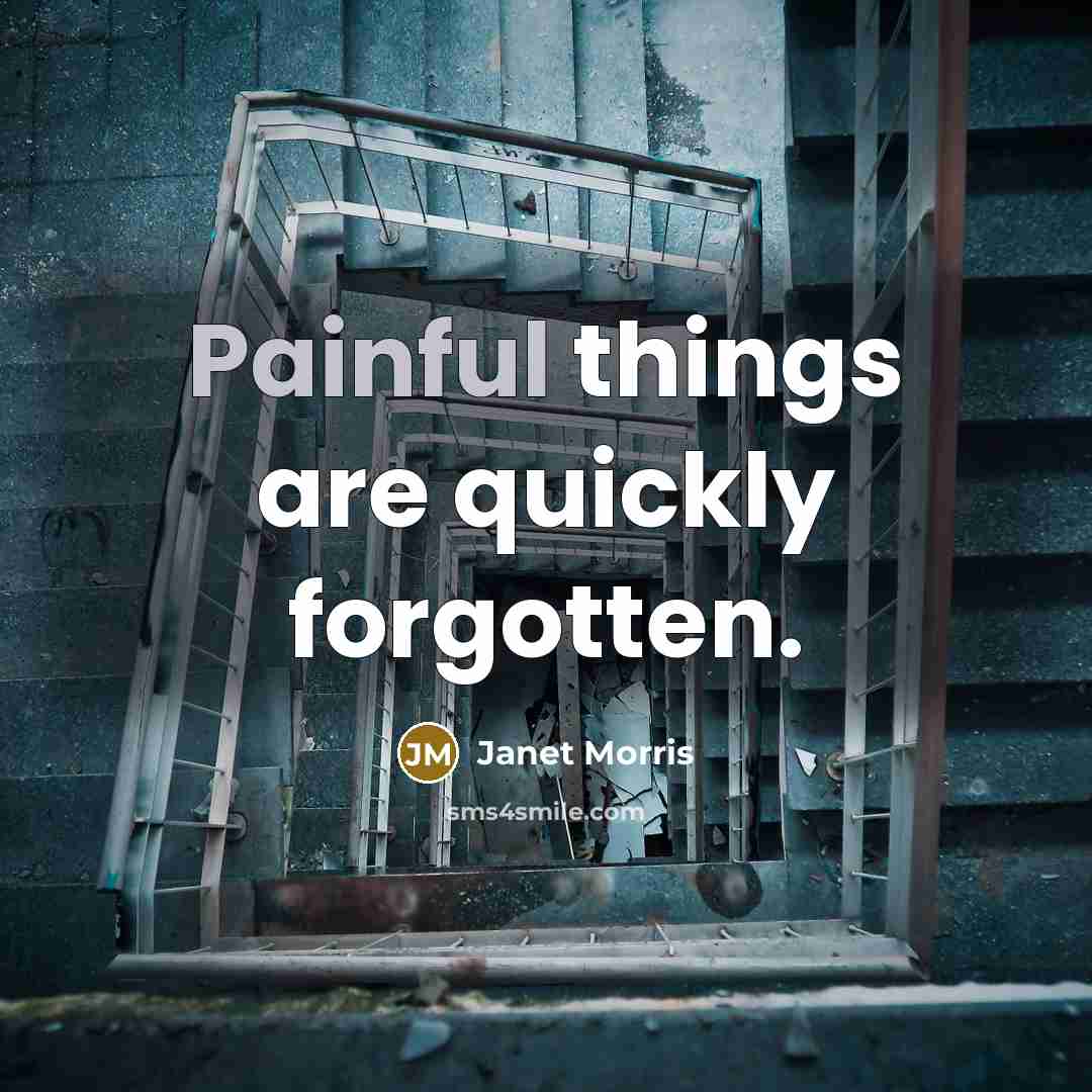 “Painful things are quickly forgotten.…” quote by Janet Morris