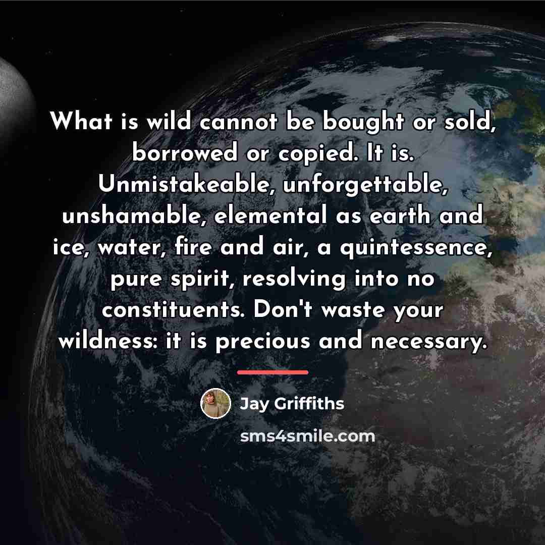 “What is wild cannot be bought or sold, borrowed or…” quote by Jay Griffiths