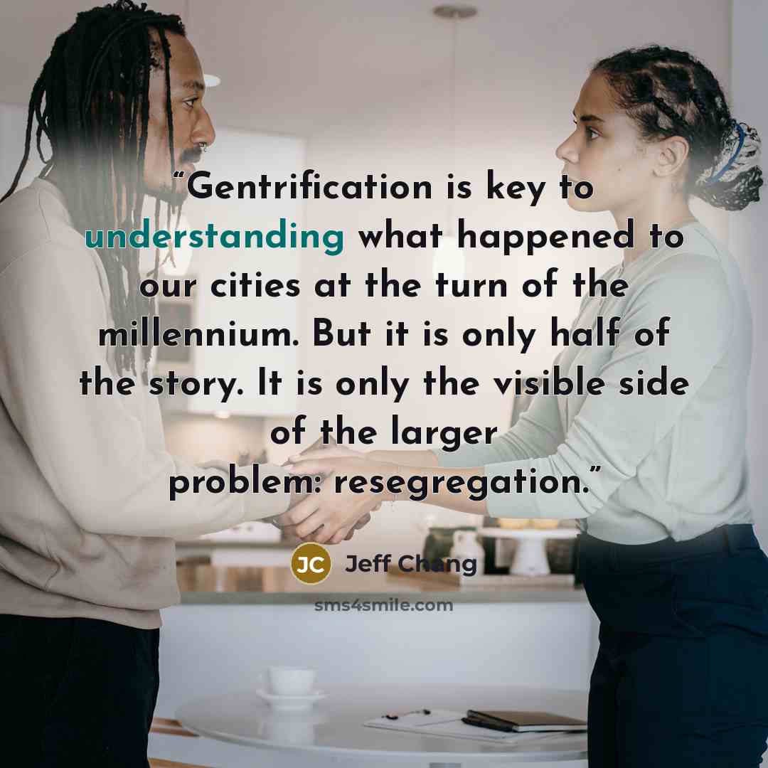 “Gentrification is key to understanding what happened to our cities at the turn of the millennium. But it is only half of the story. It is only the visible side of the larger problem: resegregation.” quote by Jeff Chang