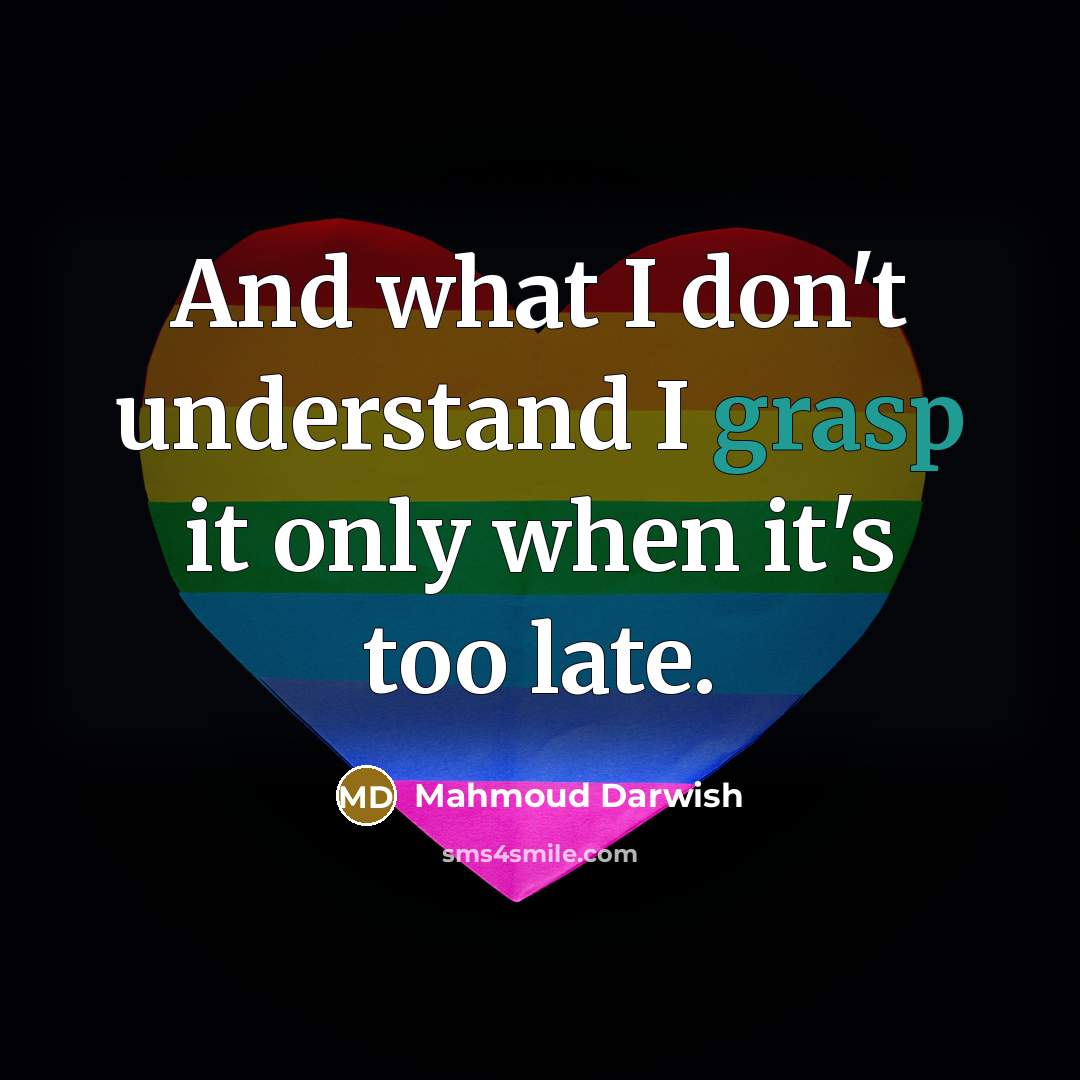 “And what I don't understand I grasp it only when…” quote by Mahmoud Darwish