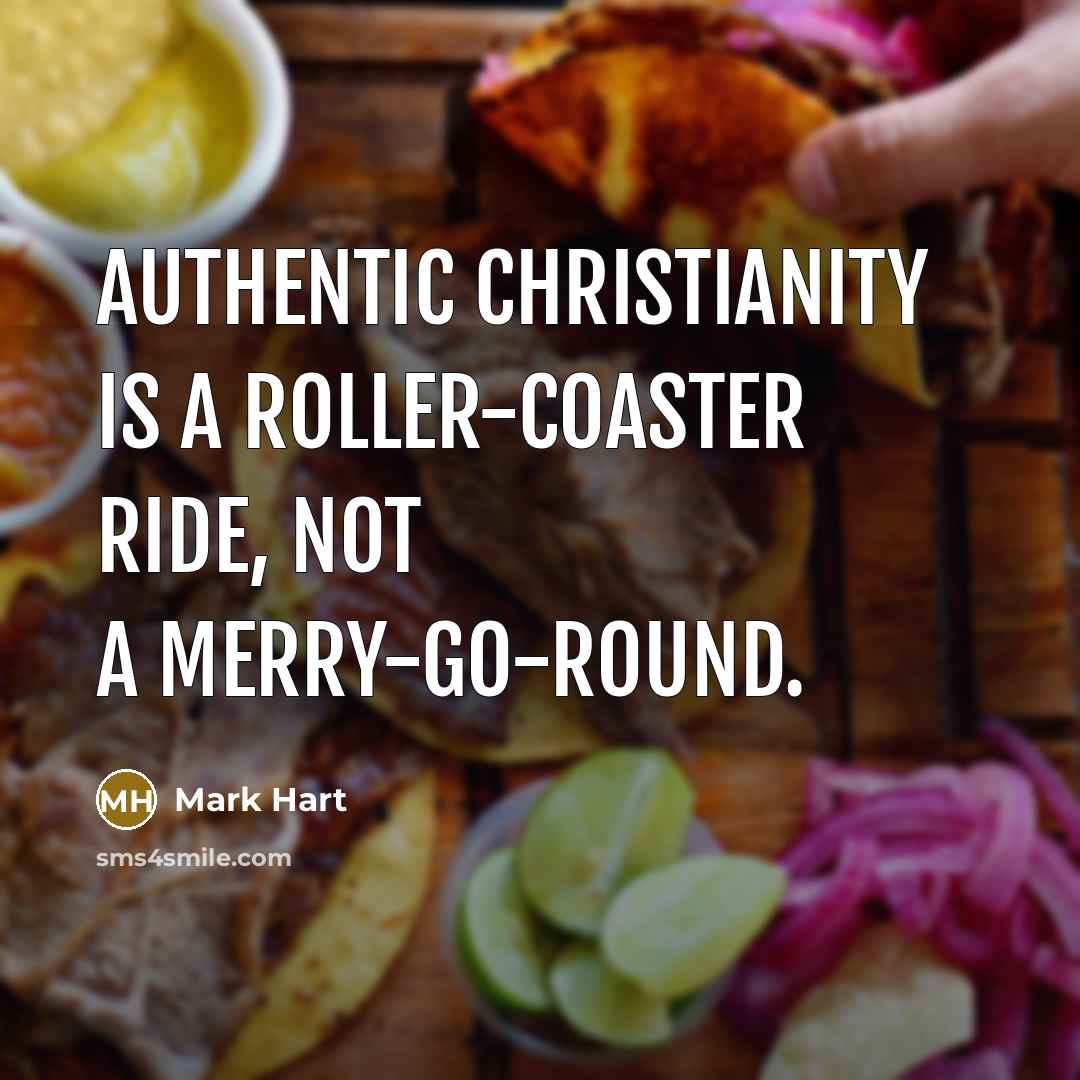 “Authentic Christianity is a roller-coaster ride, not a merry-go-round.” quote by Mark Hart