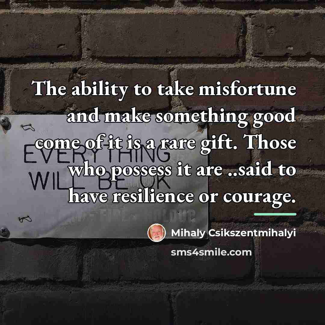 “The ability to take misfortune and make something good come…” quote by Mihaly Csikszentmihalyi