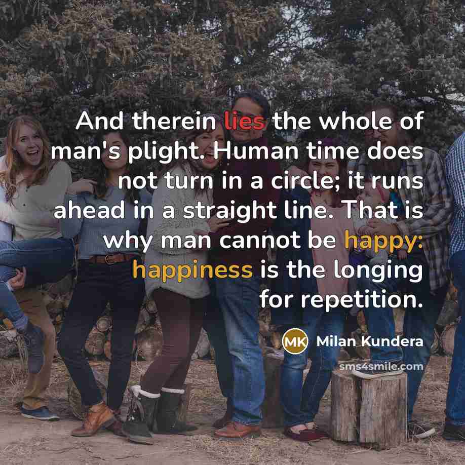 “And therein lies the whole of man's plight. Human time…” quote by Milan Kundera