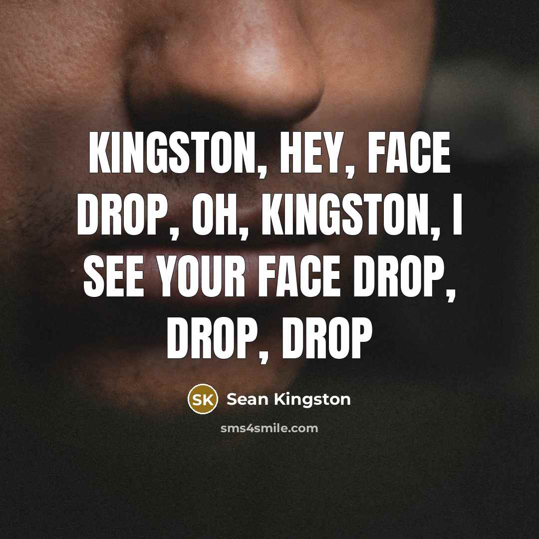 “Kingston, hey, face drop, oh, Kingston, I see your face drop, drop, drop” quote by Sean Kingston