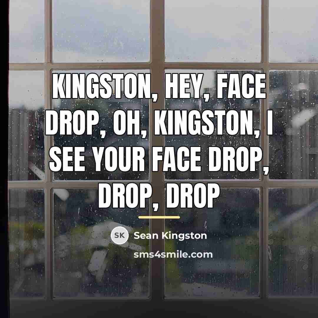 “Kingston, hey, face drop, oh, Kingston, I see your face…” quote by Sean Kingston