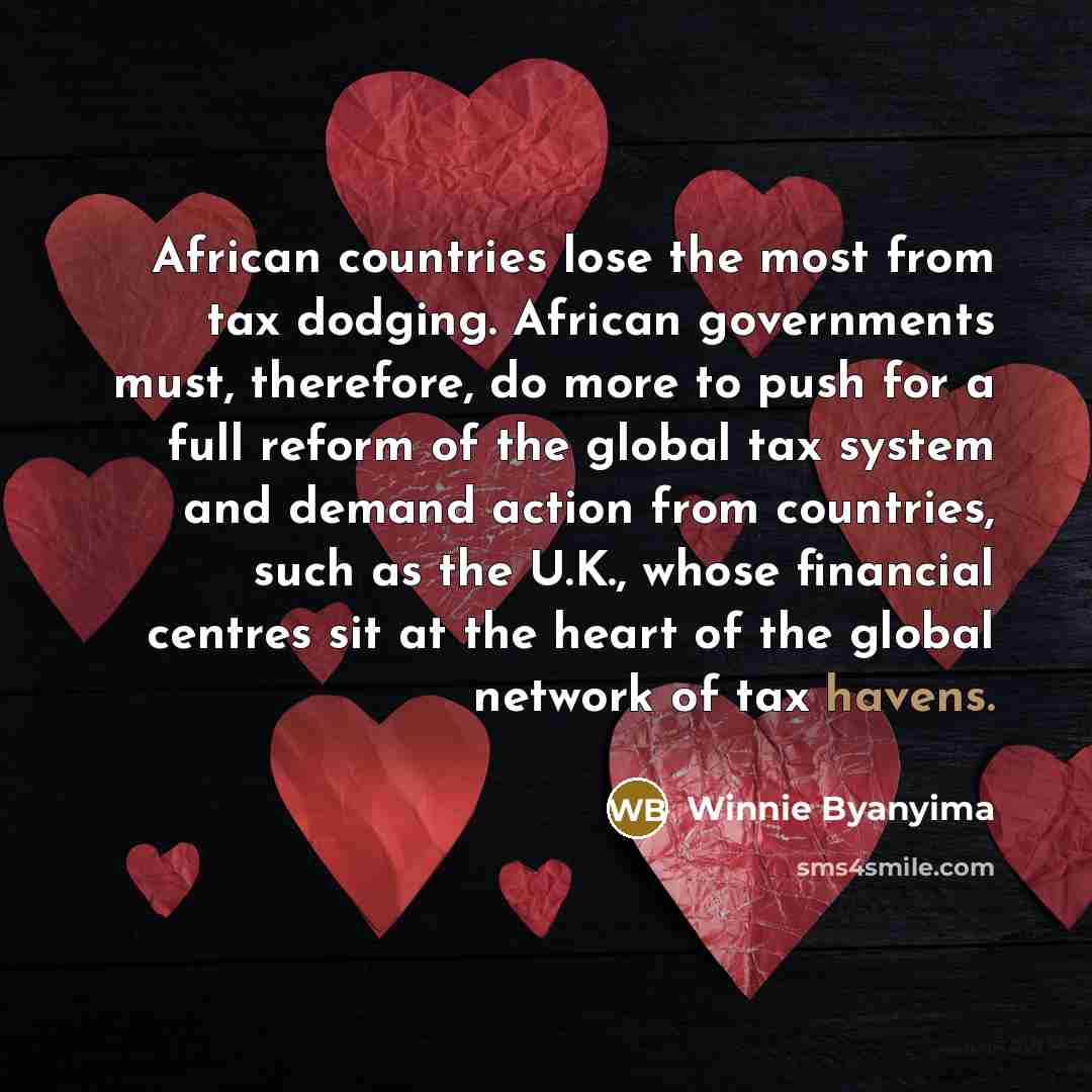 “African countries lose the most from tax dodging. African governments…” quote by Winnie Byanyima