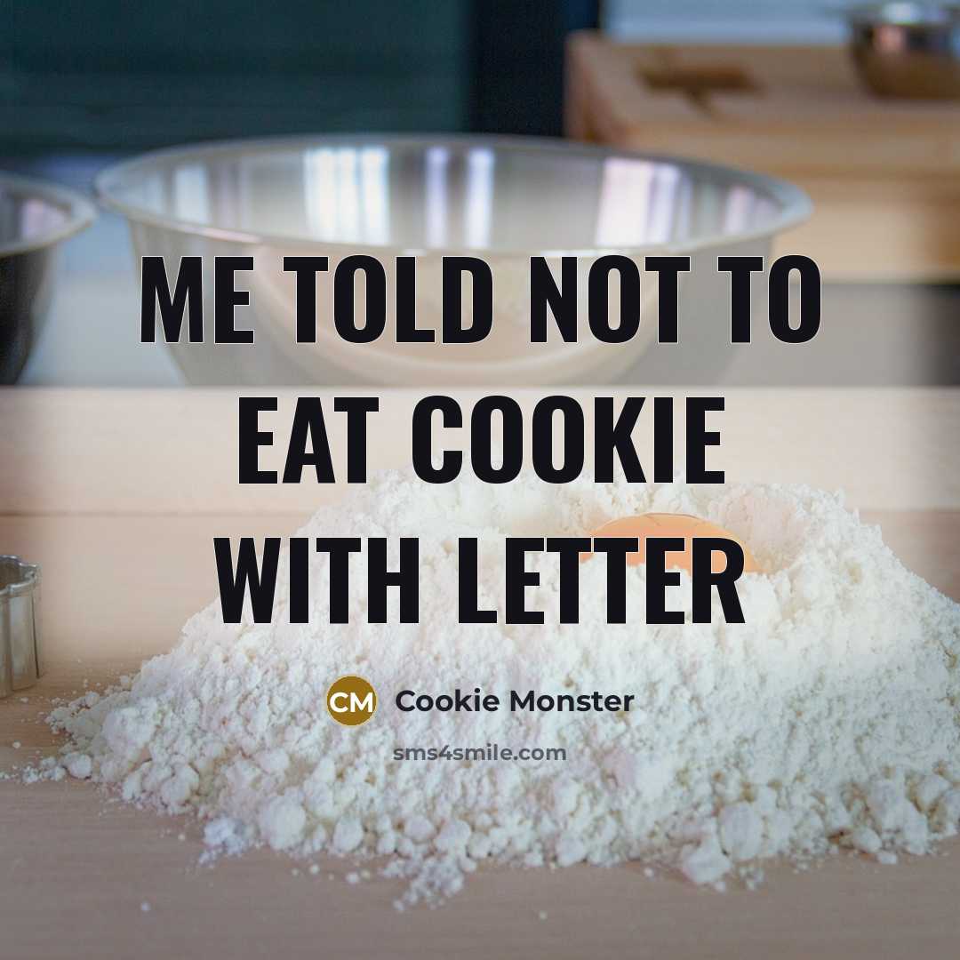 “Me told not to eat cookie with letter…” quote by Cookie Monster