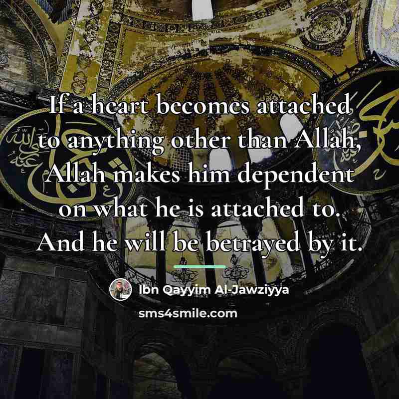 “If a heart becomes attached to anything other than Allah,…” quote by Ibn Qayyim Al-Jawziyya