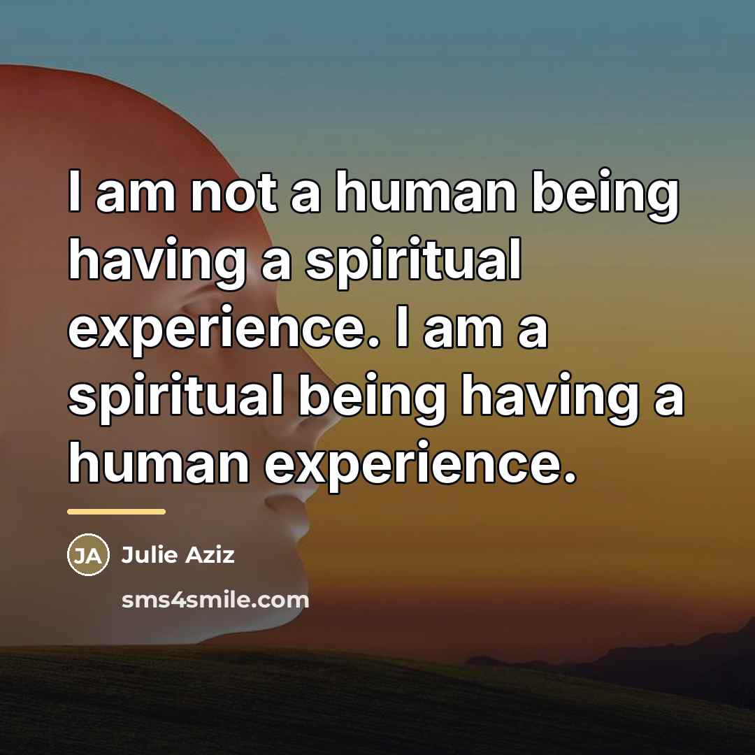 “I am not a human being having a spiritual experience.…” quote by Julie Aziz